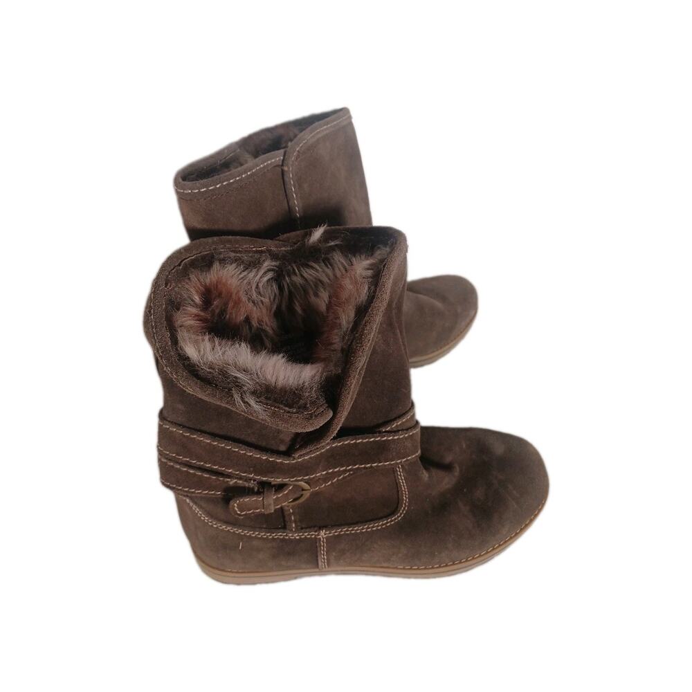 White Mountain Faux Fur Mid-Calf Boots Women 8.5 Dark Brown